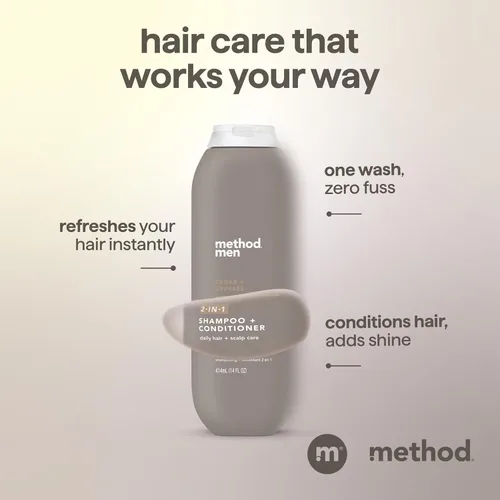 Miniatura 4 de Method Champú 2 en 1 para hombre + acondicionador, cedro + ciprés, 14 onzas.