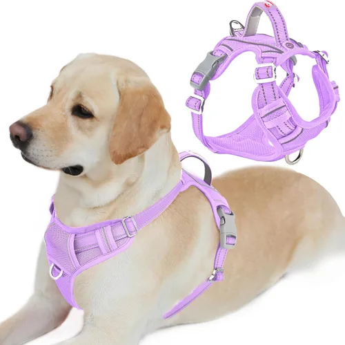 Miniatura 9 de BARKBAY Arnés para perro sin tirones con bolsillo para etiqueta de identificación, resistente, reflectante, fácil control para perros grandes