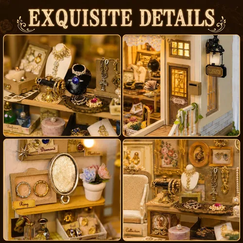 Miniatura 7 de Spilay Vitrine's Tale - Kit de casa de muñecas en miniatura con luz LED, kit de construcción de mini casa para adultos, decoración creativa