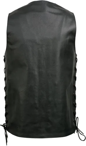 Miniatura 6 de EVENT LEATHER EL5391TALL - Chaleco de cuero negro para hombre, tallas altas con 10 bolsillos, chalecos de motocicleta para adultos