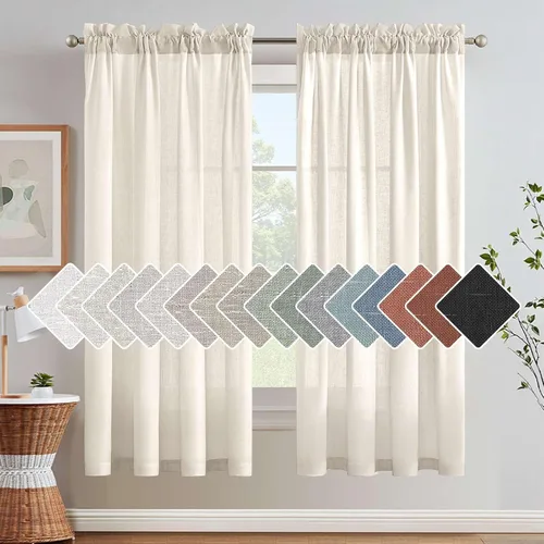 Miniatura 37 de H.VERSAILTEX Cortinas de Lino con Textura Filtradoras de Luz para Tratamiento de Ventanas de Sala de Estar, Cortinas Naturales Duraderas