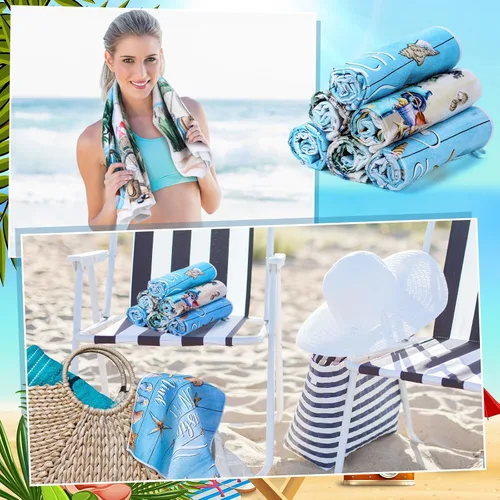 Miniatura 5 de Tudomro 6 Piezas Toallas de Cocina de Playa de Verano Toallas de Cocina de Camión de Playa Toallas de Cocina de Concha Toallas de Cocina Absorbentes