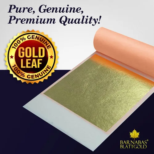 Miniatura 3 de Barnabas Blattgold Hoja de oro, oro real de 22 quilates [25 hojas, 3.1 pulgadas] - Patente de transferencia para pintura, artes y manualidades