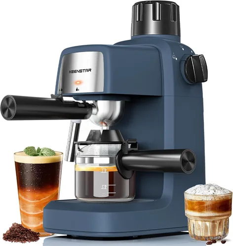 Miniatura 9 de KEENSTAR Máquina de café expreso de 3.5 bar con espumador de leche, máquina compacta de espresso y capuchino de 800 W con función
