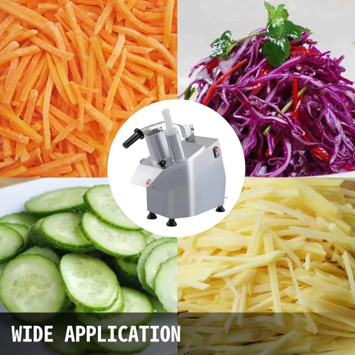Miniatura 7 de VBENLEM Procesador de alimentos comercial de 110V, procesador de verduras eléctrico de 550W con 2 orificios de alimentación, 1600 RPM, procesador