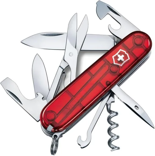Victorinox Climber Navaja del Ejército Suizo, Navaja de Bolsillo Suiza de 14 Funciones Hecha en Suiza con 2 Hojas, Sacacorchos y Destornillador -