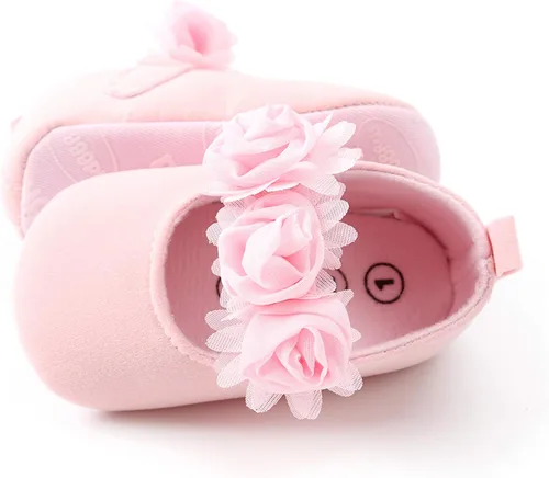Miniatura 9 de RVROVIC Mocasines de princesa para bebé, zapatos brillantes de Mary Jane, zapatos de cuna de suela suave y ligera de primera calidad, zapatos