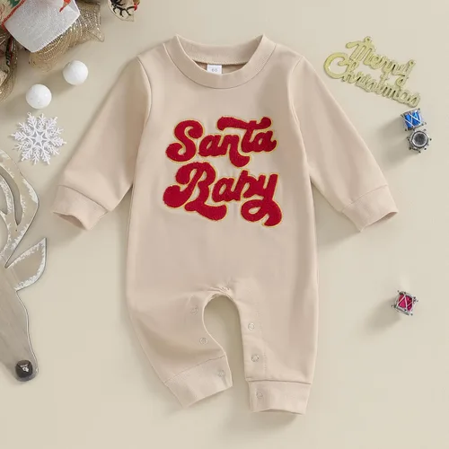 Miniatura 23 de FYBITBO Ropa de bebé niño niña Santa manga larga mono mameluco recién nacido primera Navidad traje de una pieza