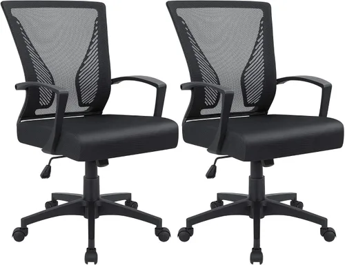 Furmax Silla de oficina ergonómica de escritorio para computadora, silla de malla, respaldo medio, soporte lumbar giratorio con reposabrazos (2,