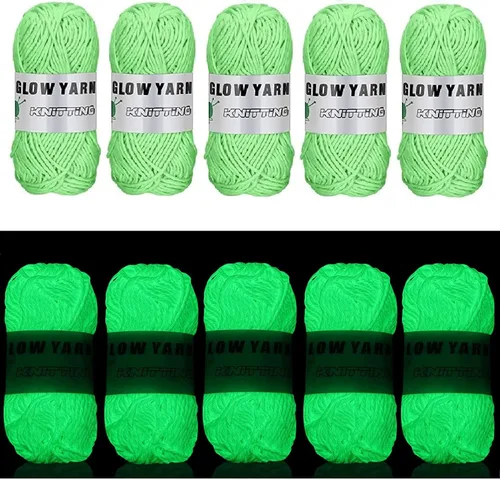 Miniatura 12 de 5 rollos de hilo que brillan en la oscuridad, 55 yardas de hilo de ganchillo luminoso para tejer, suministros de costura para tejer manualidades Gris