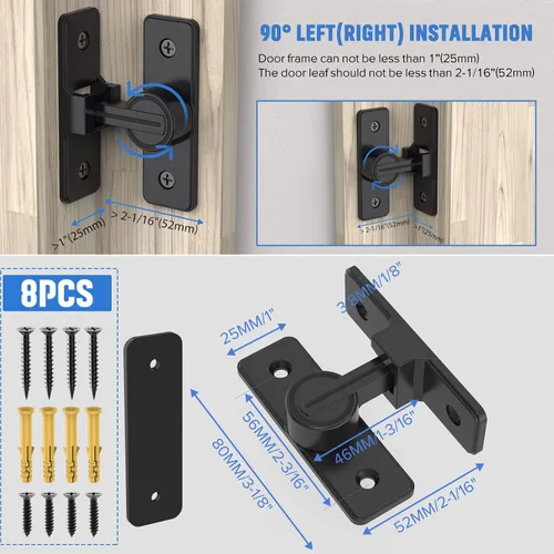 Miniatura 6 de Cerradura de puerta de granero abatible de 90 grados, cerraduras de puerta corredera de alta resistencia para jardín, baño, garaje, puertas