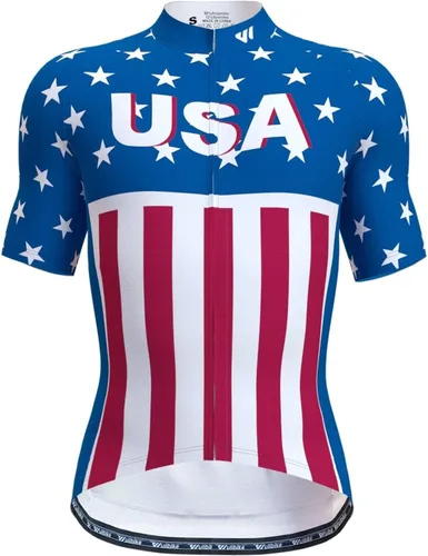 Lo.gas Camiseta de ciclismo de Estados Unidos para hombre, manga corta, camisetas de ciclismo con bandera americana, ropa de bicicleta de carretera