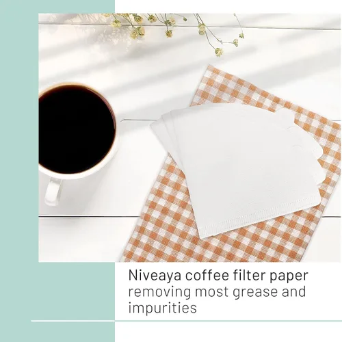 Miniatura 3 de Niveaya 200 filtros de café – Tamaño 02, filtro de café de papel natural, sin soplado, desechable para verter sobre y goteo (2-4 tazas)