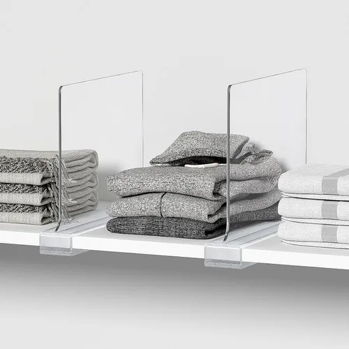 Miniatura 5 de 6 unidades de divisores de estante para organizar el armario, divisor de estante de acrílico transparente para estanterías de madera, adecuado