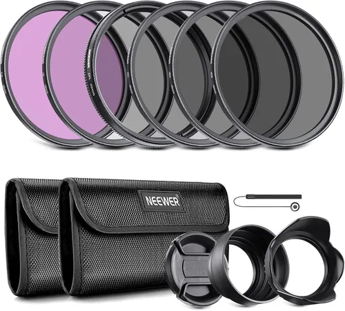 Miniatura 17 de NEEWER Kit de filtro de lente de 1.457 in: UV, CPL, FLD, ND2, ND4, ND8, parasol y tapa de lente compatible con cámaras réflex digitales Canon Nikon