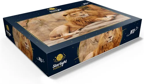 Miniatura 3 de MyPuzzle A Lion Relaxing On A Stone - Rompecabezas prémium de 100 piezas para adultos