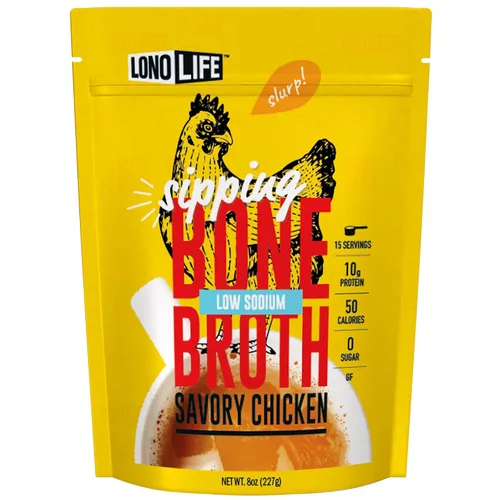 Miniatura 8 de LonoLife - Sobres individuales de caldo de huesos de pollo bajo en sodio: 0.35 onzas de proteína, apto para dieta Keto, 4 porciones individuales