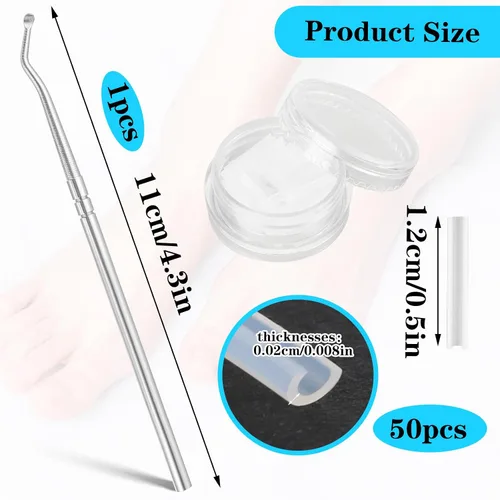 Miniatura 2 de (50+1) Juego de corrector de uñas encarnadas, kit profesional de eliminación de uñas encarnadas sin dolor con levantador de uñas de los pies, tira