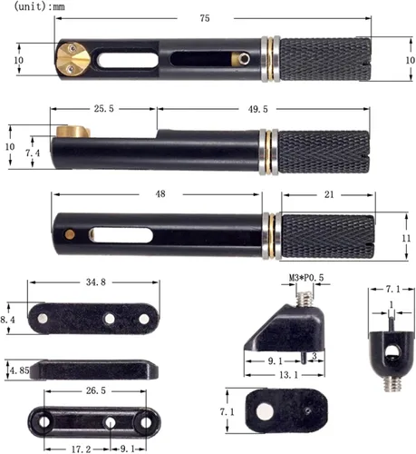 Miniatura 8 de Puente de guitarra sin cabeza de metal con tuerca y llave, puente fijo para guitarra, puente individual para guitarra eléctrica sin cabeza, puente