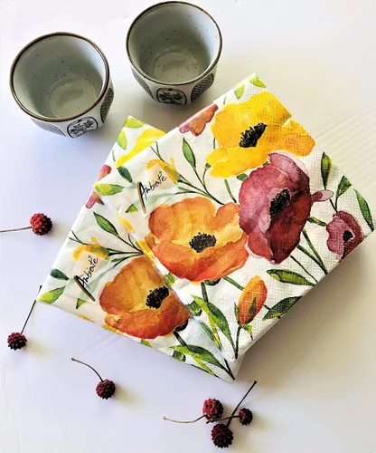 Miniatura 3 de 20 servilletas decorativas de 13 x 13 pulgadas para decoupage, servilletas de amapola naranja, servilletas florales para el día de la madre