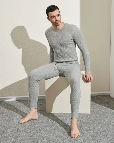 Miniatura 5 de LAPASA Men's Thermal Underwear Set Cotton Waffle Top Long Sleeve Long Johns Base Layer Shirt & Bottom Cold Weather M60