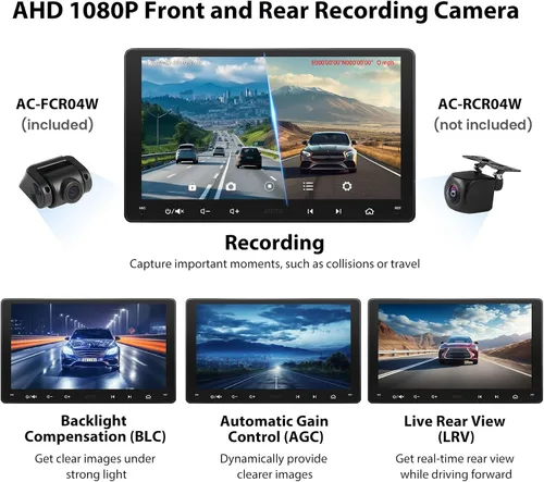 Miniatura 5 de 8-Core 9" QLED pantalla táctil doble DIN Android estéreo para coche y cámara frontal 1080P, S8 Gen3 4G+32G AI Chat inalámbrico CarPlay Android Auto