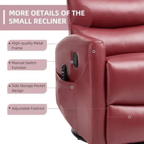 Miniatura 4 de PELUMY Sillón reclinable y mecedora giratoria de 360° con calor y masaje vibratorio, silla balancín para adultos, sillón reclinable compacto
