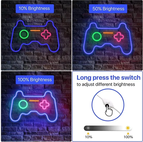 Miniatura 2 de Letreros de Neón LED Regulables Decoraciones de Pared Para Sala de Estar Dormitorio Luces en Forma de Controlador de Gamepad Accesorios