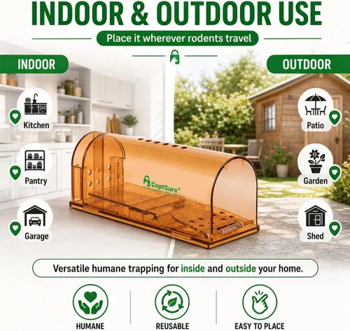Miniatura 7 de Trampas para Ratones CaptSure Humanas para Interiores del Hogar - Trampa Pequeña para Interior/Exterior, Trampa para Ratones Vivos de Captura
