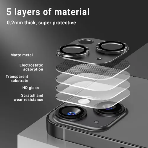Miniatura 6 de Korecase Protector de lente de cámara para iPhone 14/iPhone 14 Plus, película de vidrio templado de metal para cámara, compatible con funda de lente