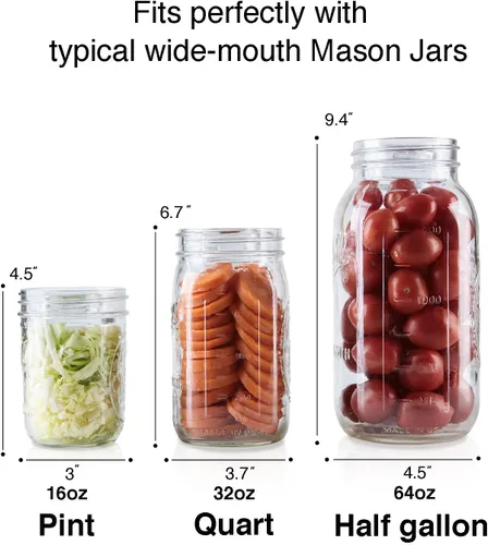 Miniatura 4 de Paquete de 4 pesas de vidrio de fermentación con mango de fácil agarre para tarros Mason de boca ancha