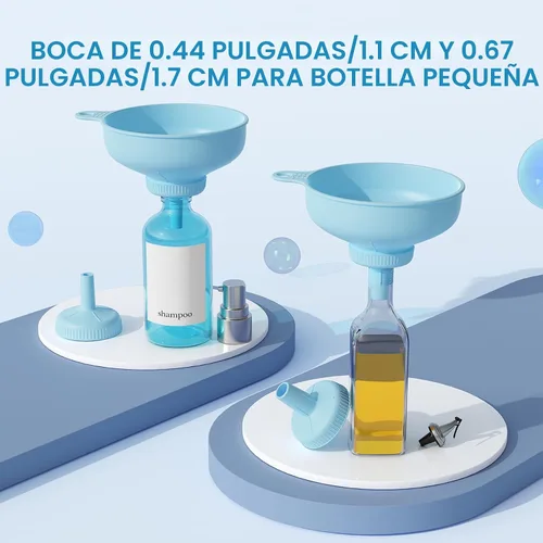 Miniatura 4 de Pisol Embudo Versátil de Boca Ancha, Embudos de Enlatado para Uso en Cocina, Juego de Embudos de Cocina de Plástico de Grado Alimenticio con 4