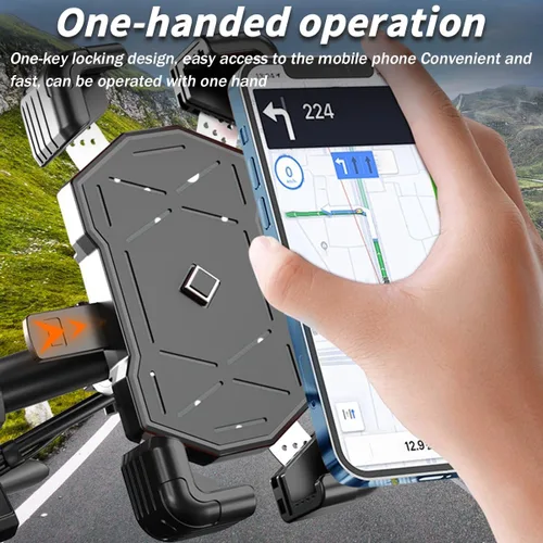 Miniatura 4 de AUCELI Soporte de teléfono para motocicleta, ABS de liberación rápida para teléfonos de 4.7 a 7.2 pulgadas, antivibraciones con clip giratorio