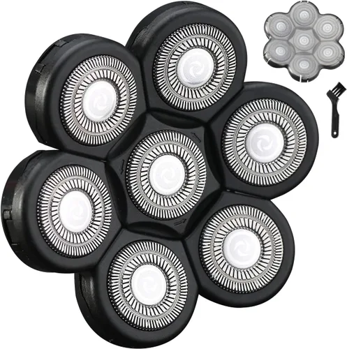 Miniatura 13 de Cabezal de repuesto para afeitadora de cabeza de 7 cuchillas, cabeza de cuchilla de repuesto universal para hombres (7D plateado)