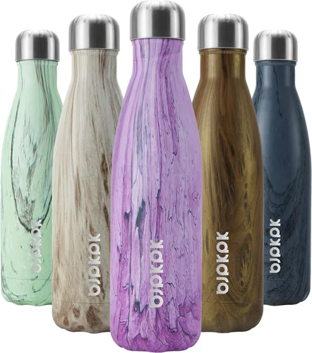 Miniatura 52 de BJPKPK Botella de Agua Aislada 17oz Botellas de Agua de Acero Inoxidable Apta para Lavavajillas Metal Térmica Mantiene Frío y Caliente, Gris Niebla