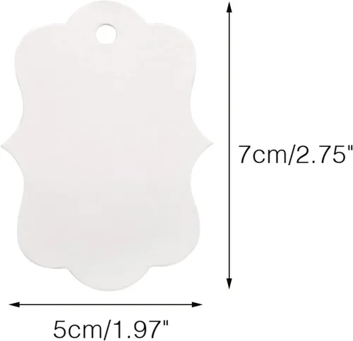 Miniatura 2 de joycraft 100 etiquetas de papel blanco, etiquetas de papel en blanco de 2.7 x 2 pulgadas con cuerda, etiquetas de precio festoneadas, etiquetas