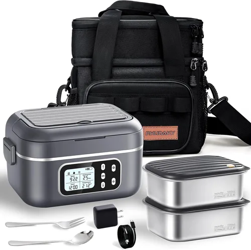 Lonchera eléctrica inalámbrica de 27000 mAh, calentador de alimentos portátil recargable de 100 W para adultos, trabajo, viajes, automóvil, funciona