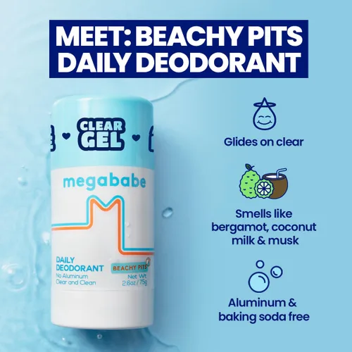 Miniatura 4 de Megababe Beachy Pits - Desodorante diario, aroma fresco, 2.6 onzas, barra