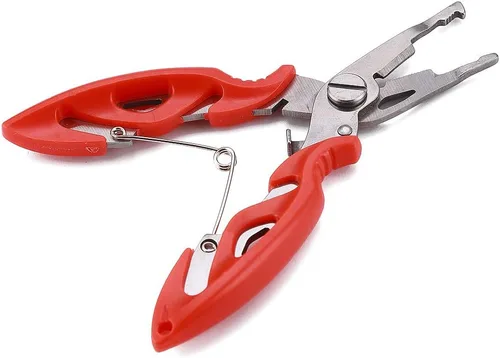 Miniatura 4 de FOSTAR Alicates de pesca, Removedor de gancho de acero inoxidable, Tijeras de línea de pesca, Cortadores de línea trenzados, Abreanillos divididos
