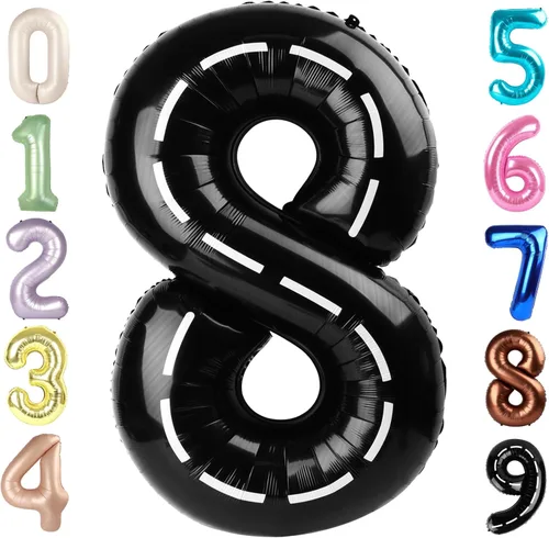 Miniatura 411 de Globos de números de 5 globos de 40 pulgadas, decoraciones de cumpleaños azules para niños y niñas, globos de números azul marino grandes