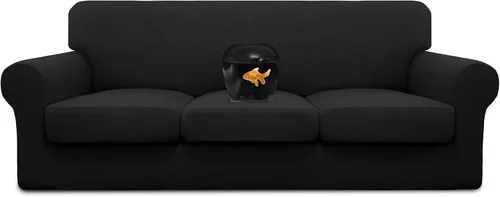 Miniatura 14 de Easy-Going Funda de sofá 100% impermeable doble de 3 piezas, elástica, suave, para perros, para sofá de 2 cojines separados, protector de muebles a