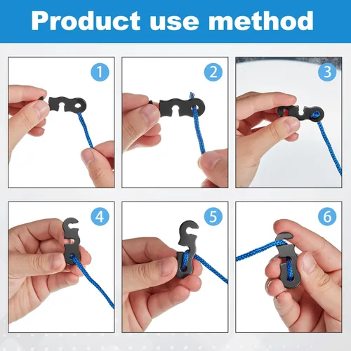 Miniatura 4 de SATINIOR Guyline - Tensor de aleación de aluminio para tienda de campaña, tensor de cuerda de paracaídas, ajustadores de cuerda para tienda