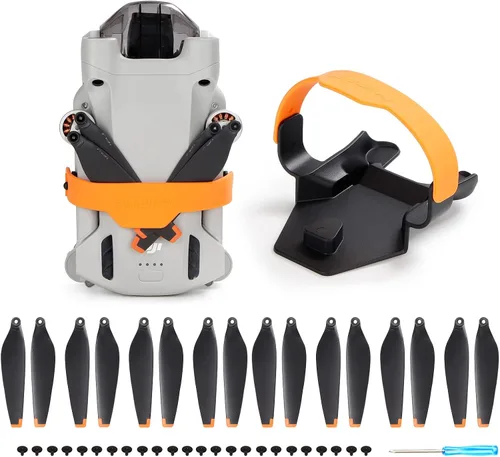 16 hélices Mini 3 Pro + soporte de hélice Mini 3 Pro para DJI Mini 3 Pro, accesorios de repuesto de cuchillas de bajo ruido y estabilizador, fijador