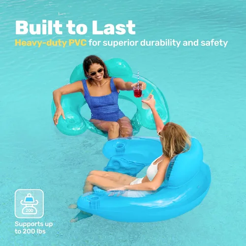 Miniatura 5 de SLOOSH Inflatable Pool Floats Adult,2 Pack Pool Chairs with Cup Holders,X-Large Blow up Floats Chair,Hammock Noodle Mat for Relaxing Summer Water