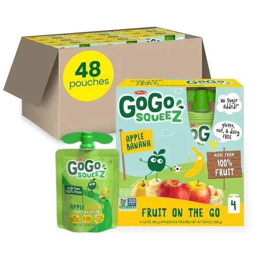 Miniatura 11 de GoGo squeeZ - Puré de manzana, sin gluten, vegano, puré de manzana sin azúcar, se puede volver a cerrar, bolsas sin BPA