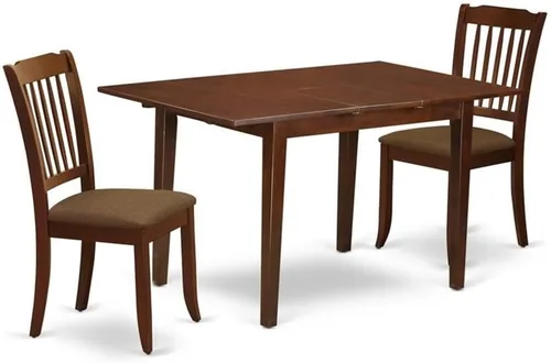 Miniatura 16 de East West Furniture NODA3-BLK-C - Juego de muebles de comedor de 3 piezas contiene una mesa rectangular de madera con hoja de mariposa y 2 sillas