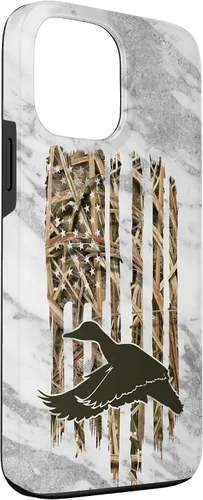 Miniatura 3 de Funda de caza de caza para iPhone 13 Pro Max con diseño de camuflaje gris y bandera de Estados Unidos