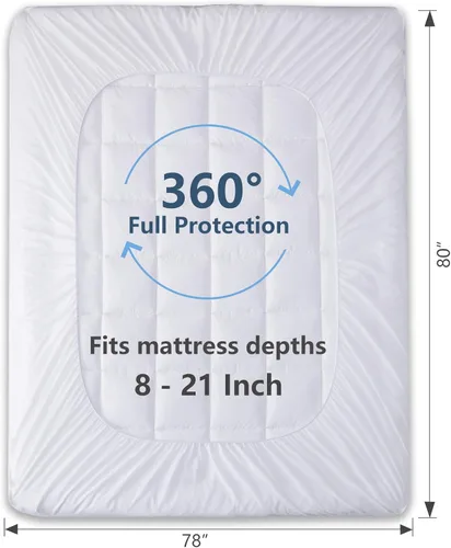 Miniatura 4 de CozyLux Protector de Colchón Tamaño Individual con Pillow Top de Algodón Refrescante, Cubrecolchón de 8-21" de Bolsillo Profundo, Funda de Colchón