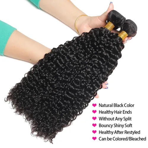 Miniatura 2 de Paquetes de cabello humano brasileño ondulado (14, 16, 18, 20 pulgadas), cabello humano sin procesar 12A, paquetes húmedos y ondulados, extensiones