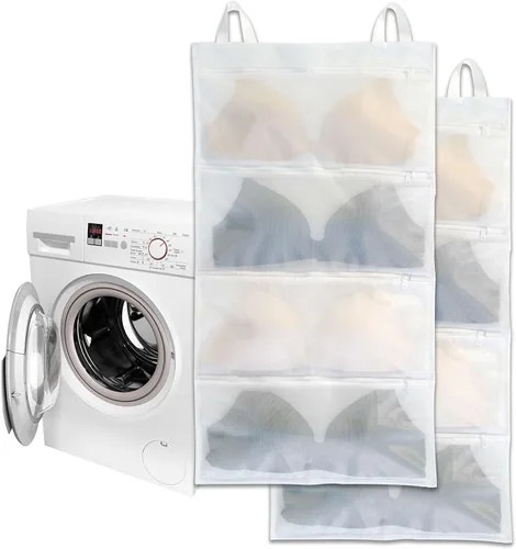 Miniatura 9 de Bolsas de lavandería para brasieres para lavadora, 2 piezas, Con capacidad para 8 copas de tamaño D-F, Limpia, Seca, Almacena y es a prueba de polvo
